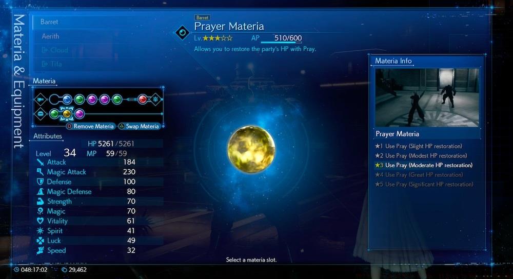 Prayer lets you heal without using MP--that makes it essential in Hard Mode.